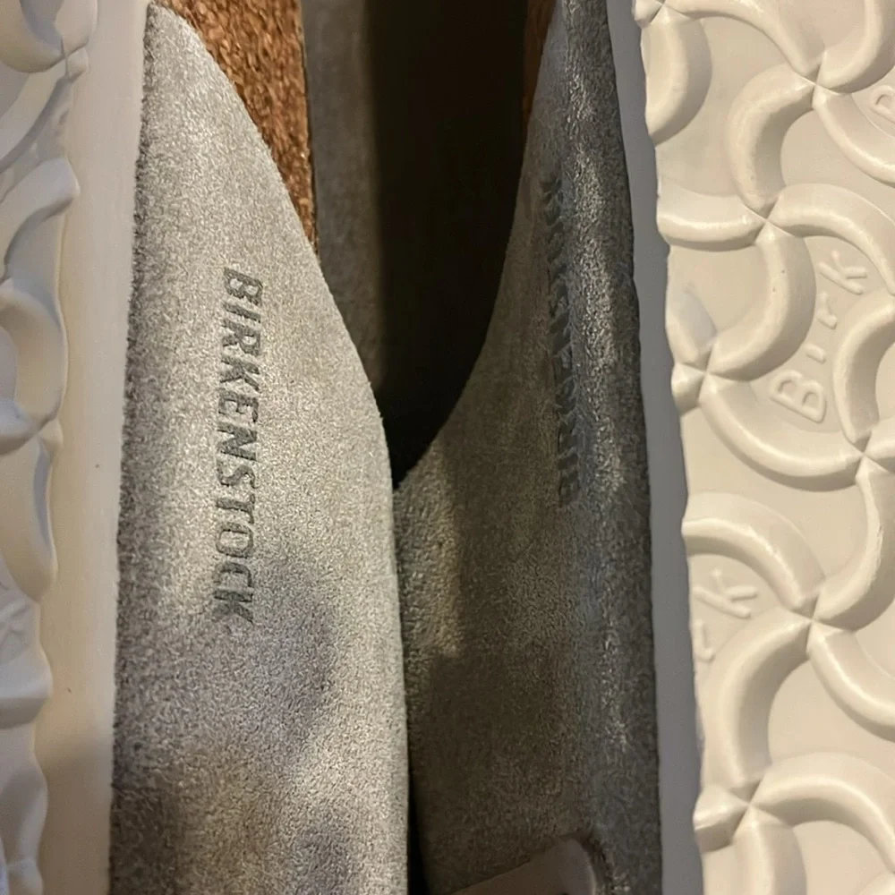 Birkenstock Light Gray Suede Sandals
